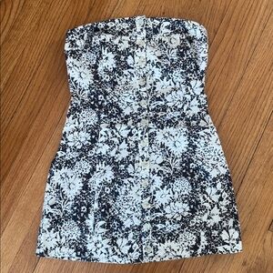 Free People Strapless Dress in Black and White Floral